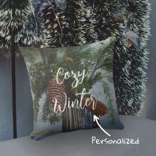 Coussin Branche d'épinette de Noël de style scandinave