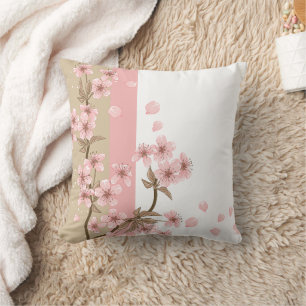 Coussin Branche élégante de fleurs de cerisier roses