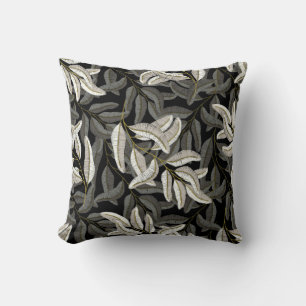 Coussin Branches brodées : imprimé noir-blanc.