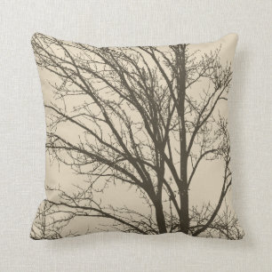 Coussin Branches d'arbre crèmes de brun de beige