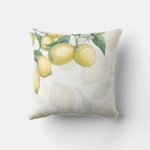 Coussin Branches de Citron Blanc & Jaune Campagne Chic Rus (Verso)