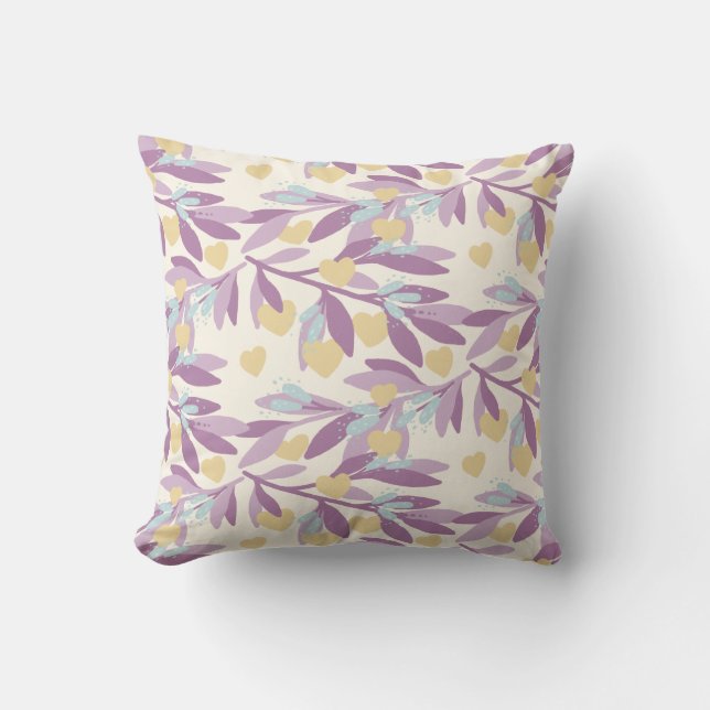 Coussin Branches de Coeurs Valentine Fleurs Aimer Motif (Recto)