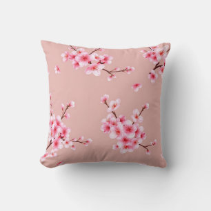 Coussin Branches de fleurs de cerisier rose motif