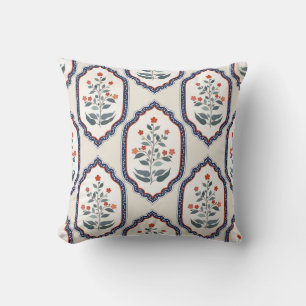 Coussin Branches de fleurs orientales : Kalamkari Indian.