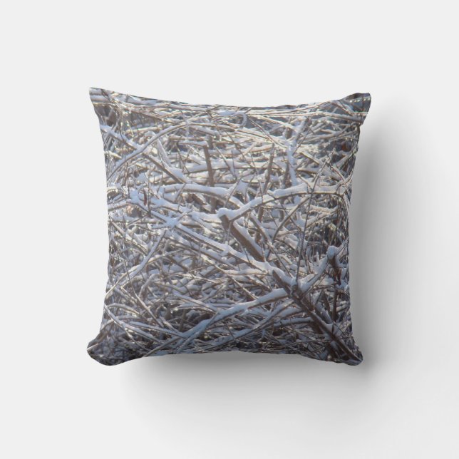 Coussin Branches de glace neige en hiver (Recto)