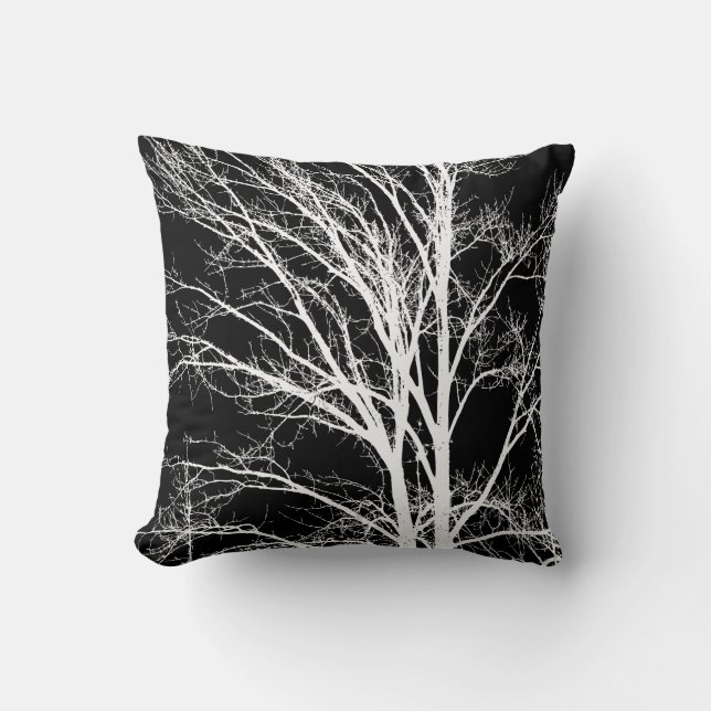 Coussin Branches de l'arbre noir blanc (Recto)