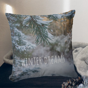Coussin Branches de pin couvertes de neige