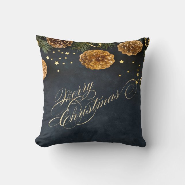 Coussin Branches de pin de Noël Joyeux Noël (Recto)