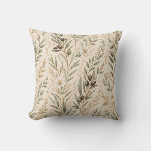 Coussin Branches d'olivier botaniques vintage et floral iv
