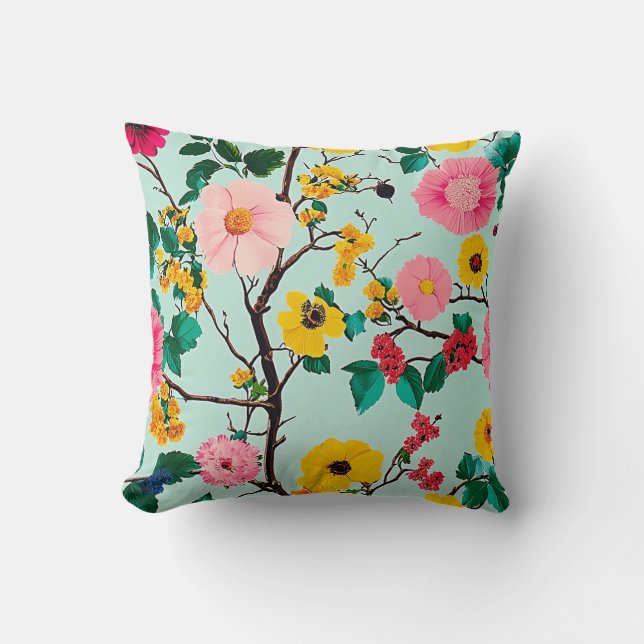 Coussin Branches florales vibrantes Motif (Recto)