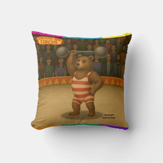Coussin Brandon, ours puissant du cirque (Recto)