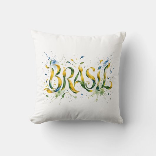 Coussin Brasil Watercolor Splatter Artistic (Recto)