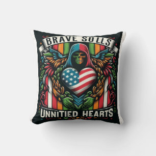 Coussin Brave Souls United Hearts" - Gras Type multicolore
