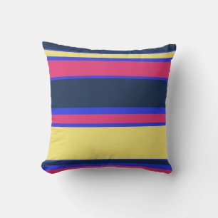 Coussin Brayures rose, jaune et bleue
