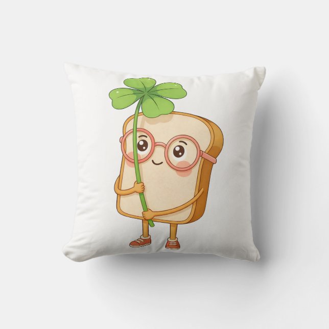 Coussin Bread Tony Lucky Clover – Cute Bread-Throw Pillow (Recto)