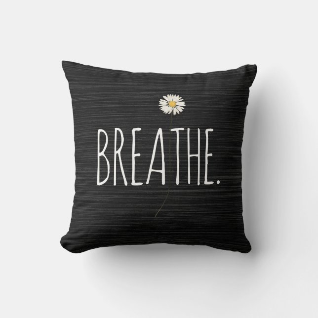 Coussin BREATHE Texte et marguerite (Recto)