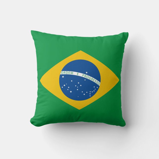 Coussin brésilien de drapeau, Brésil, bleu jaune (Recto)