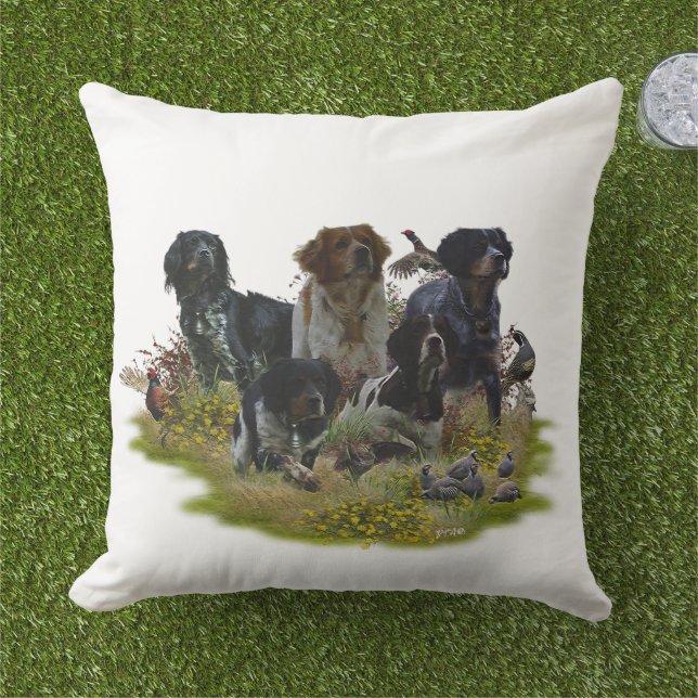 Coussin Bretagne Espagnols, chasse aux oiseaux (Herbe)