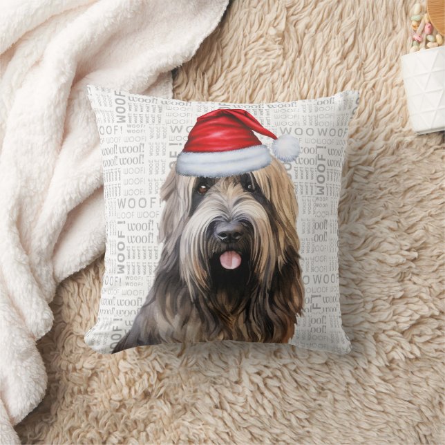 Coussin Briard Shepherd Amoureux des chiens Noël (Couverture)