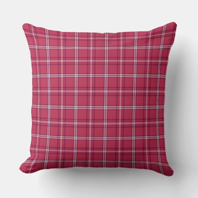 Coussin Brick Red and Soft Peach Plaid (Recto)