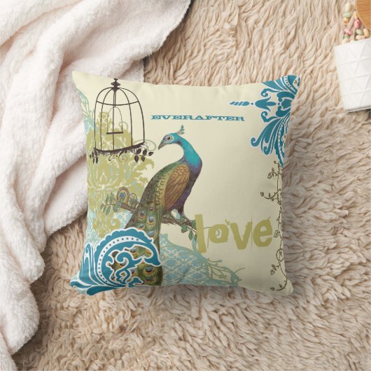 Coussin Bride Everafter Turquoise Lime Peacock Birdcage (Couverture)