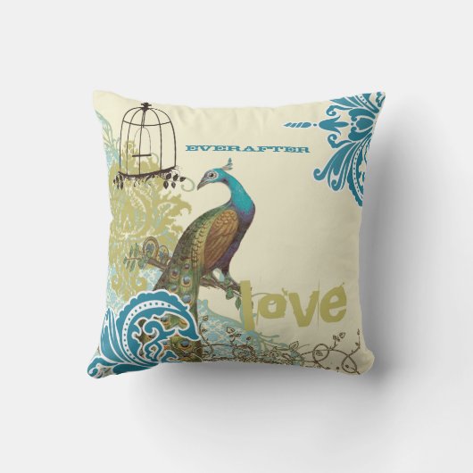 Coussin Bride Everafter Turquoise Lime Peacock Birdcage (Verso)