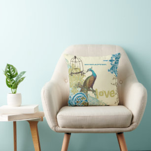 Coussin Bride Everafter Turquoise Lime Peacock Birdcage