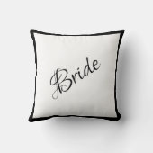 Coussin Bride noir Script Mariage chic (Verso)