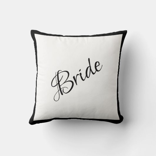 Coussin Bride noir Script Mariage chic (Verso)