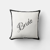 Coussin Bride noir Script Mariage chic (Recto)
