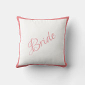 Coussin Bride Pink Script Mariage chic (Verso)