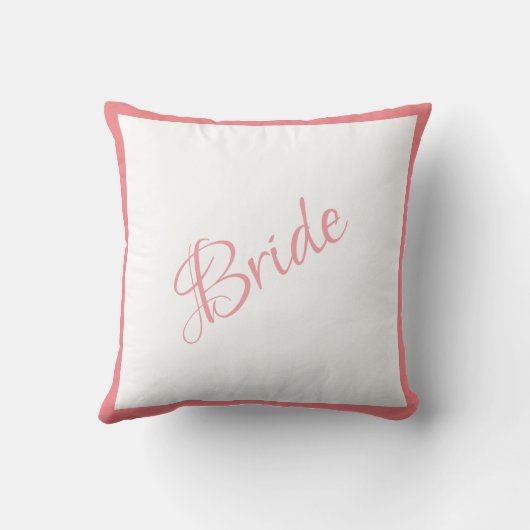 Coussin Bride Pink Script Mariage chic (Verso)