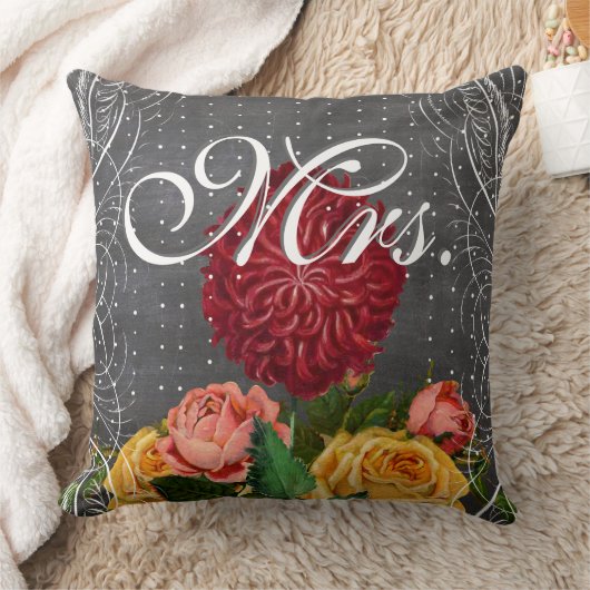 Coussin Bride Vintage Floral Rouge Héritier Rose (Couverture)