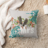 Coussin Bride Vintage Oiseaux Turquoises Damas & Fleurs de (Couverture)