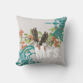 Coussin Bride Vintage Oiseaux Turquoises Damas & Fleurs de (Recto)