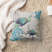 Coussin Bride Vintage Turquoise Damask Peacock Birdcage Vi (Couverture)