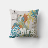 Coussin Bride Vintage Turquoise Damask Peacock Birdcage Vi (Verso)