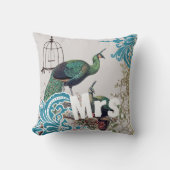 Coussin Bride Vintage Turquoise Damask Peacock Birdcage Vi (Recto)