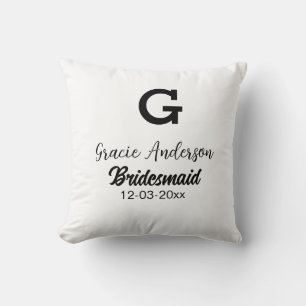 Coussin Bridesmaid ajouter nom monogramme simple minimal m