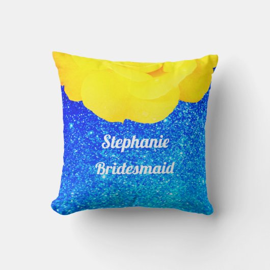 Coussin Bridesmaid Mariage de Parties scintillant jaune Fl (Recto)