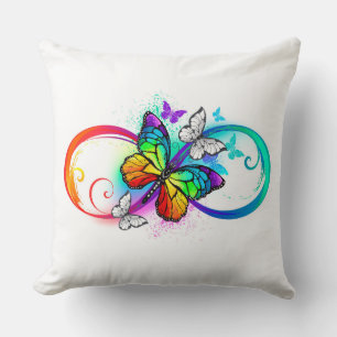 Coussin Bright infinity with rainbow butterfly