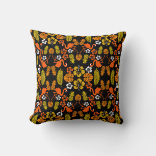 Coussin Bright Orange Floral Tropical Motif