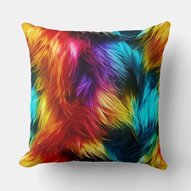 Coussin Bright Rainbow fausse texture de fourrure monstre (Recto)