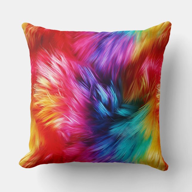 Coussin Bright Rainbow fausse texture de fourrure monstre (Recto)