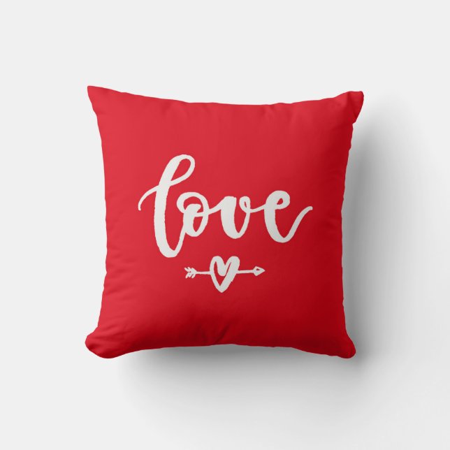 Coussin Bright Red Typography Love Throw Pillow (Recto)