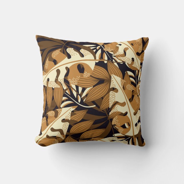Coussin Bright Tropical Feuilles Dark Motif (Recto)