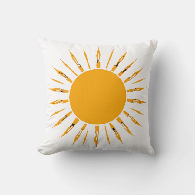 Coussin Bright Yellow Sun with Energetic Rays (Recto)