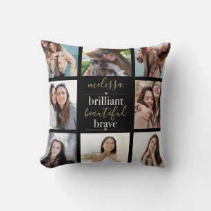 Coussin Brillant Beau Brave Photo Collage