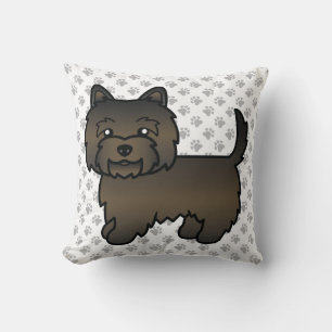 Coussin Brindle foncé Cairn Terrier mignon chien de dessin