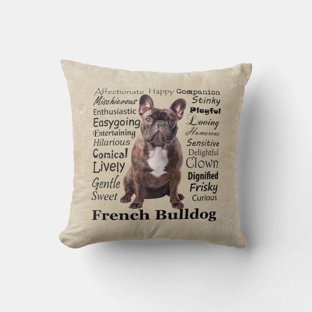 Coussin Brindle Français Bulldog (Recto)